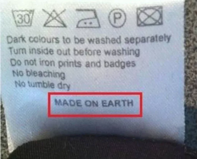 Funny tags on the clothes