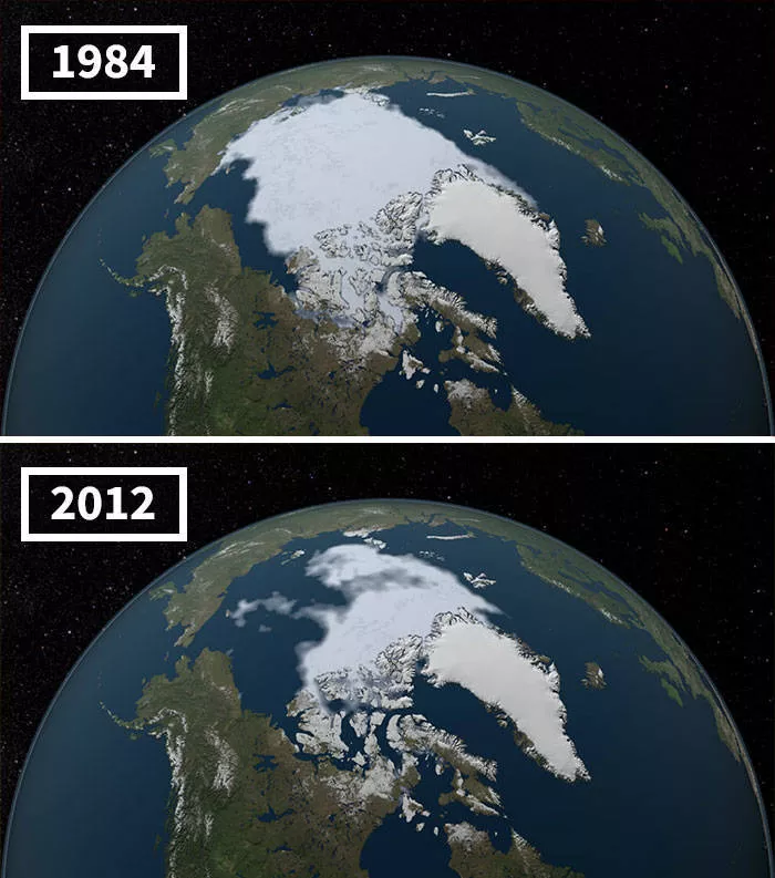 La nasa montre le changement climatique - #1 La couverture de la glace de l'Arctique atteint un record maximal