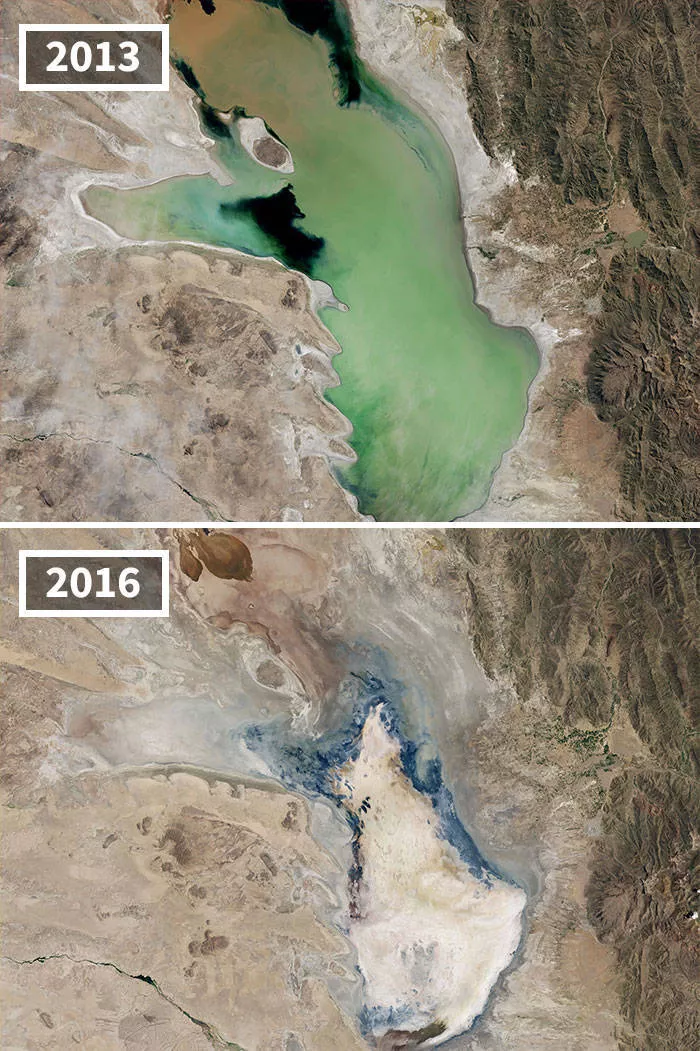 La nasa montre le changement climatique - #4 Lac Poopó, Bolivie