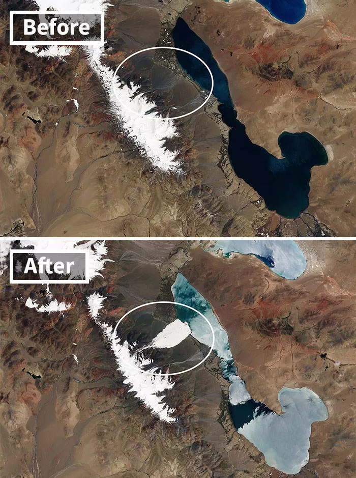 Nasa shows climate change - #7 Avalanche in Tibet