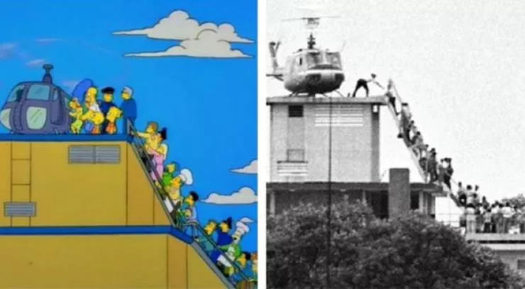 The famous scenes re created by the simpsons