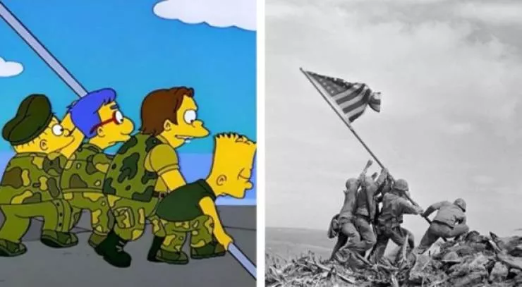 The famous scenes re created by the simpsons