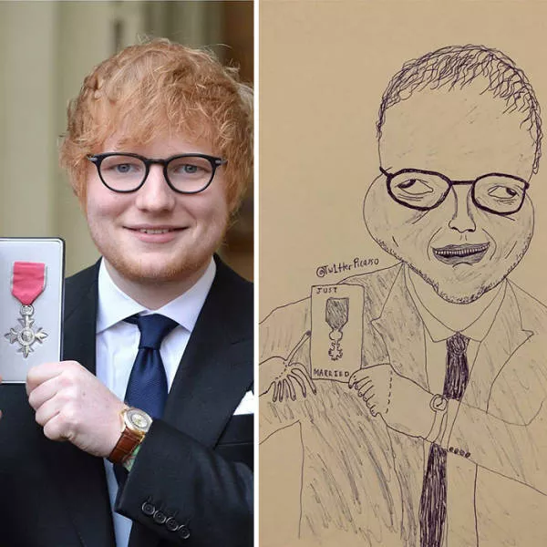 Des portraits de clbrits au stylo - #10 Ed Sheeran