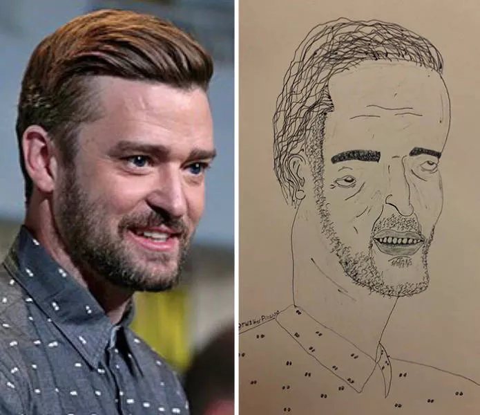 Des portraits de clbrits au stylo - #14 Justin Timberlake
