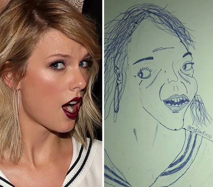 Des portraits de clbrits au stylo - #26 Taylor Swift
