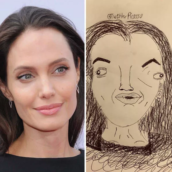 Des portraits de clbrits au stylo - #31 Angelina Jolie