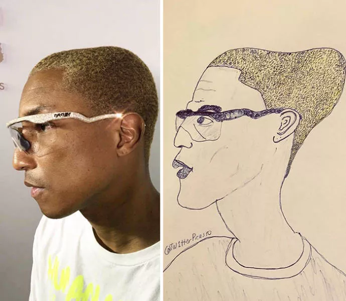 Des portraits de clbrits au stylo - #32 Pharrell Williams