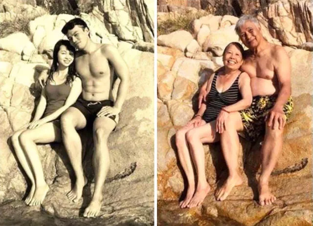 They recreated their old photographs and prove that love can last forever - #4 