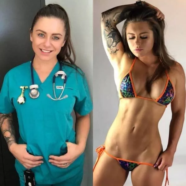 Hot girls with and without their uniforms - #6 
