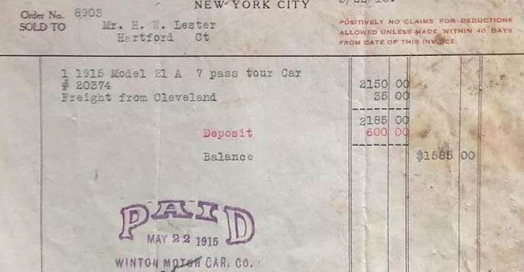 You will be fascinated - #27 A 101-year-old receipt for a 1915 Model A car