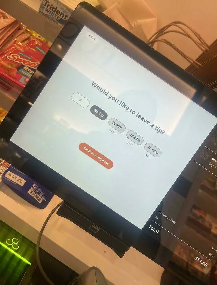 Tipping transformation images advocating an end to gratuity culture - #10 Tipping Option At Newark Airport Self-Checkout Counters