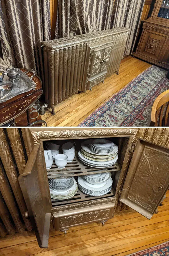 Surprising finds at home unintentional discoveries that stunned residents - #12 In our 1888 home, we have a plate warmer radiator, a unique feature I've never seen in hundreds of historic homes