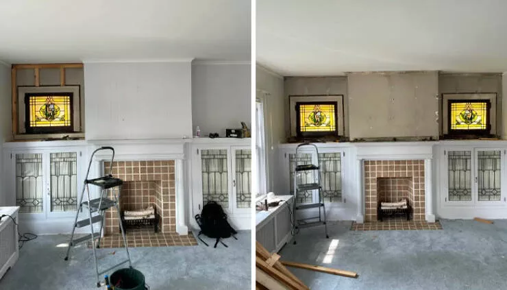 Surprising finds at home unintentional discoveries that stunned residents - #5 While doing some painting and carpet removal in our 1920s Dutch Colonial, we discovered stained glass windows hidden beneath the wood paneling
