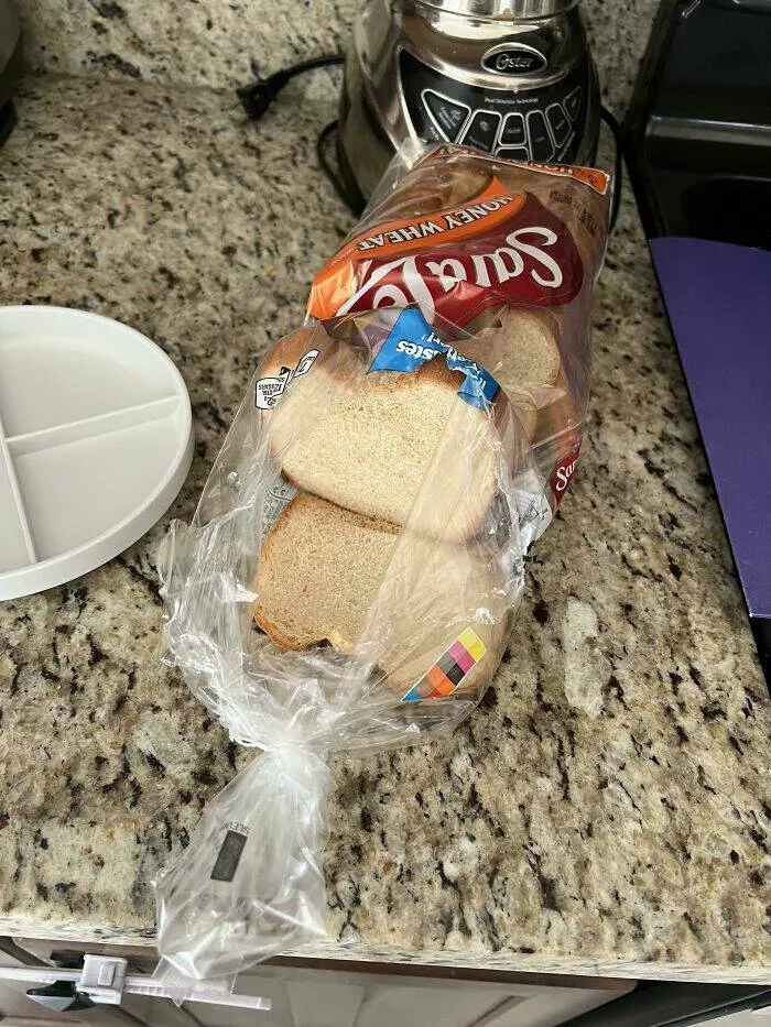 Frustration unleashed partners hilariously incompetent moments go viral - #7 This is How My Husband Opens the Bread if I Don't Get to It First. He Just Rips a Hole in the Bag and Leaves It Open Like This