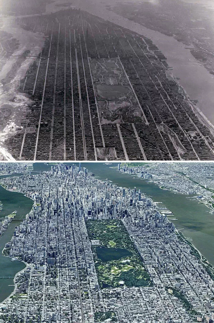 Perspectives dconcertantes photos de comparaison captivantes pour changer votre regard - #36 Central Park en 1931 contre 2020