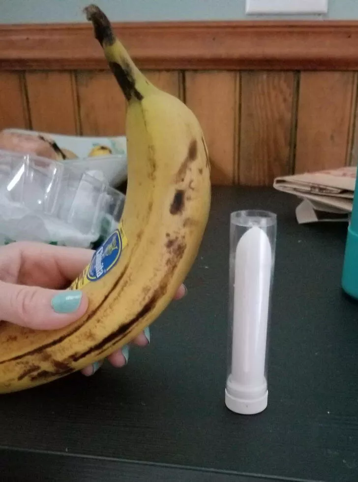 Revealing mysteries unveiling the secrets of enigmatic objects - #15 What is this thing? Chalk-like consistency, clear unmarked tube, tastes like lime. Banana for scale.