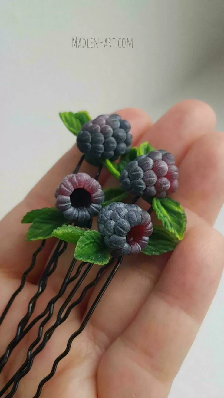 Crafty creations unveiling diy delights that steal the spotlight - #3 Black Raspberries Hairpins Made By Me From Polymerclay