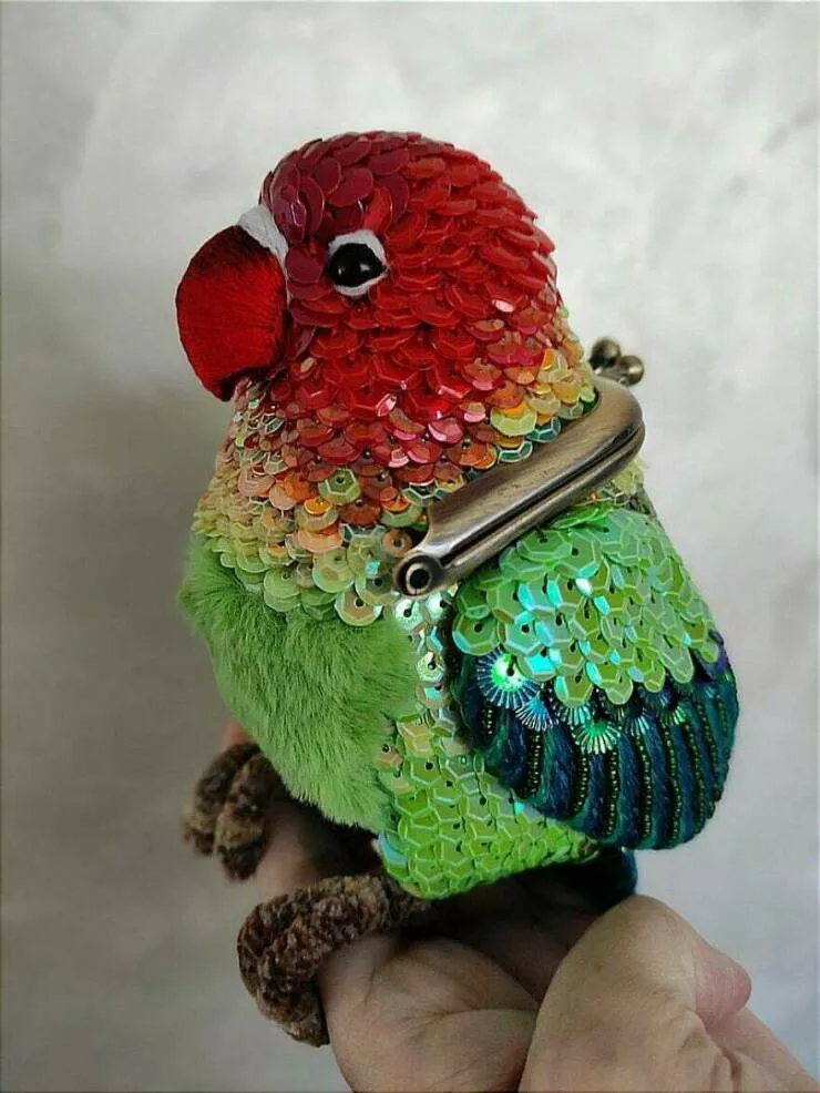Crafty creations unveiling diy delights that steal the spotlight - #7 Hand Embroidered Purse Parrot By Me