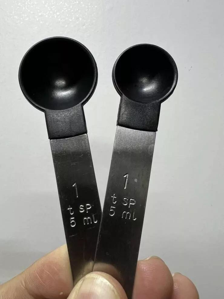 Workplace whimsies unveiling the comedy of errors in ridiculous office mishaps - #6 The person who handled these 1-tsp measuring spoons, which were supposed to be the same size: