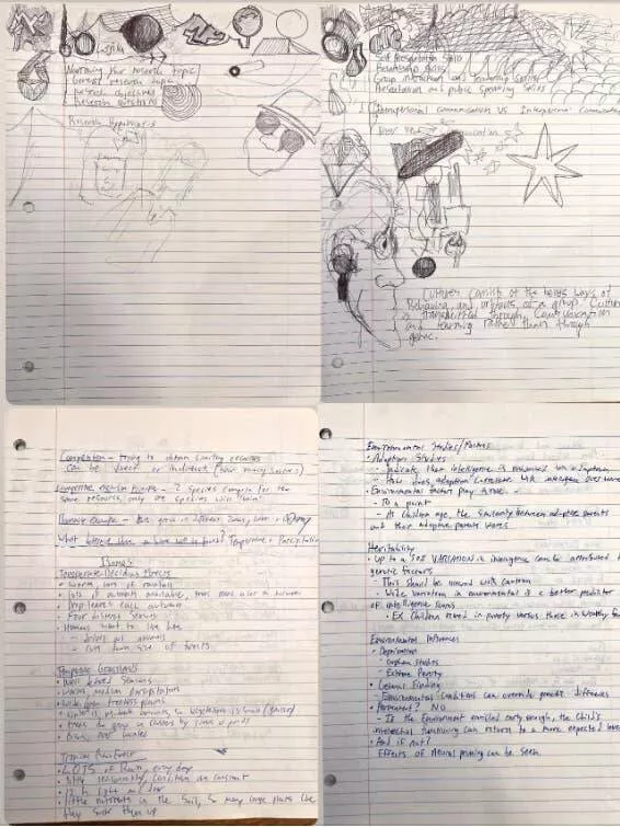 Visual metamorphosis engaging before and after snapshots that mesmerize - #11 A college student's notes before and after beginning treatment with ADD medication: