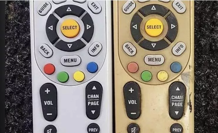 Visual metamorphosis engaging before and after snapshots that mesmerize - #15 A new TV remote versus one used by a smoker: