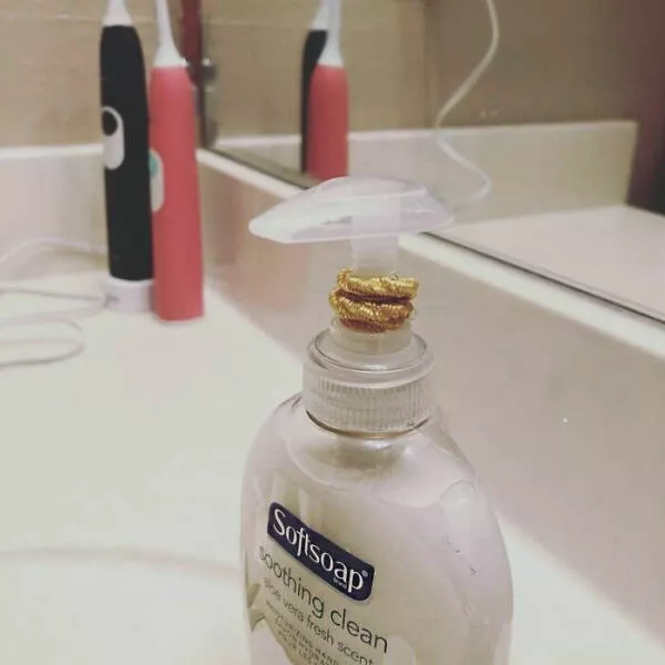 Creative parenting strategies ingenious hacks for todays moms and dads - #20 If Anyone Else Out There Has Crazy Wasteful Children And Wants To Keep Them From Pumping Giant Globs Of Soap, Tie A Ponytail Holder Or A Rubber Band On The Pump Part Of The Dispenser