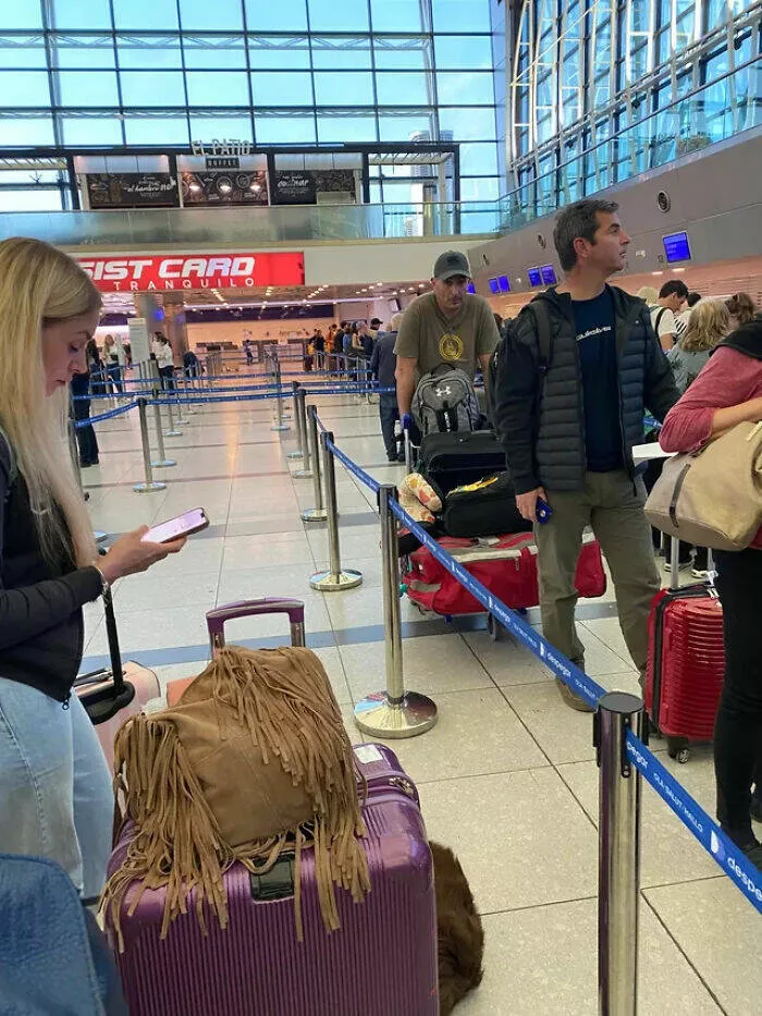 Ego roasting cringe worthy posts that invite critique - #20 This Girl At The Airport Waits Until The Queue Moves All The Way Forward To Move. People Confronted Her And She Said Its The Same If I Move Now Or Later