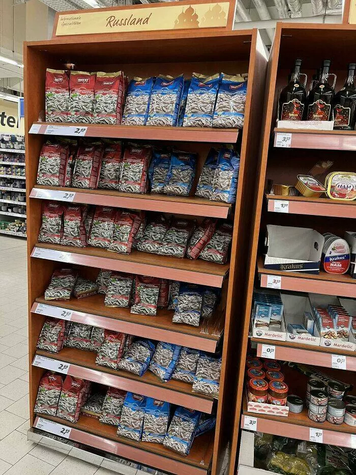 Intriguing discoveries subtly surprising finds that captivate - #5 A German supermarket removed all Russian products from its Russian aisle, replacing them with sunflower seeds