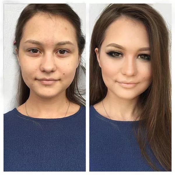With and without makeup