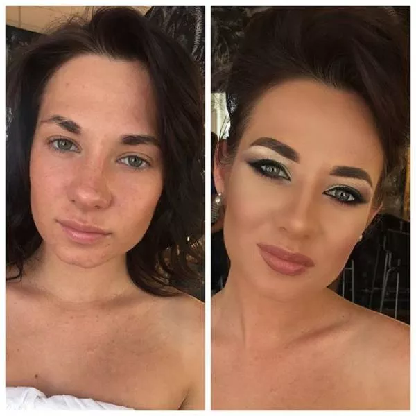 With and without makeup