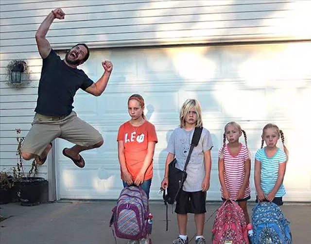 These parents celebrate the return to school of their children